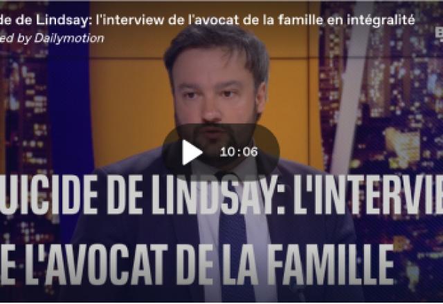 Suicide de Lindsay: l'interview de l'avocat de la famille en intégralité